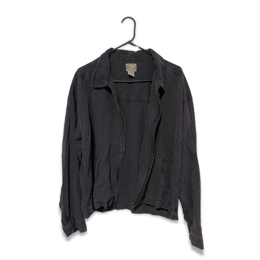 Vintage Visitor Men's Jacket 100% Silk Minimalist Workwear Y2K MEDIUM - Picture 2 of 4